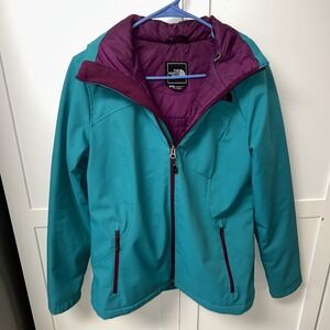 North Face Teal Purple Apex Elevation Women's Winter Jacket - Size Medium Hooded